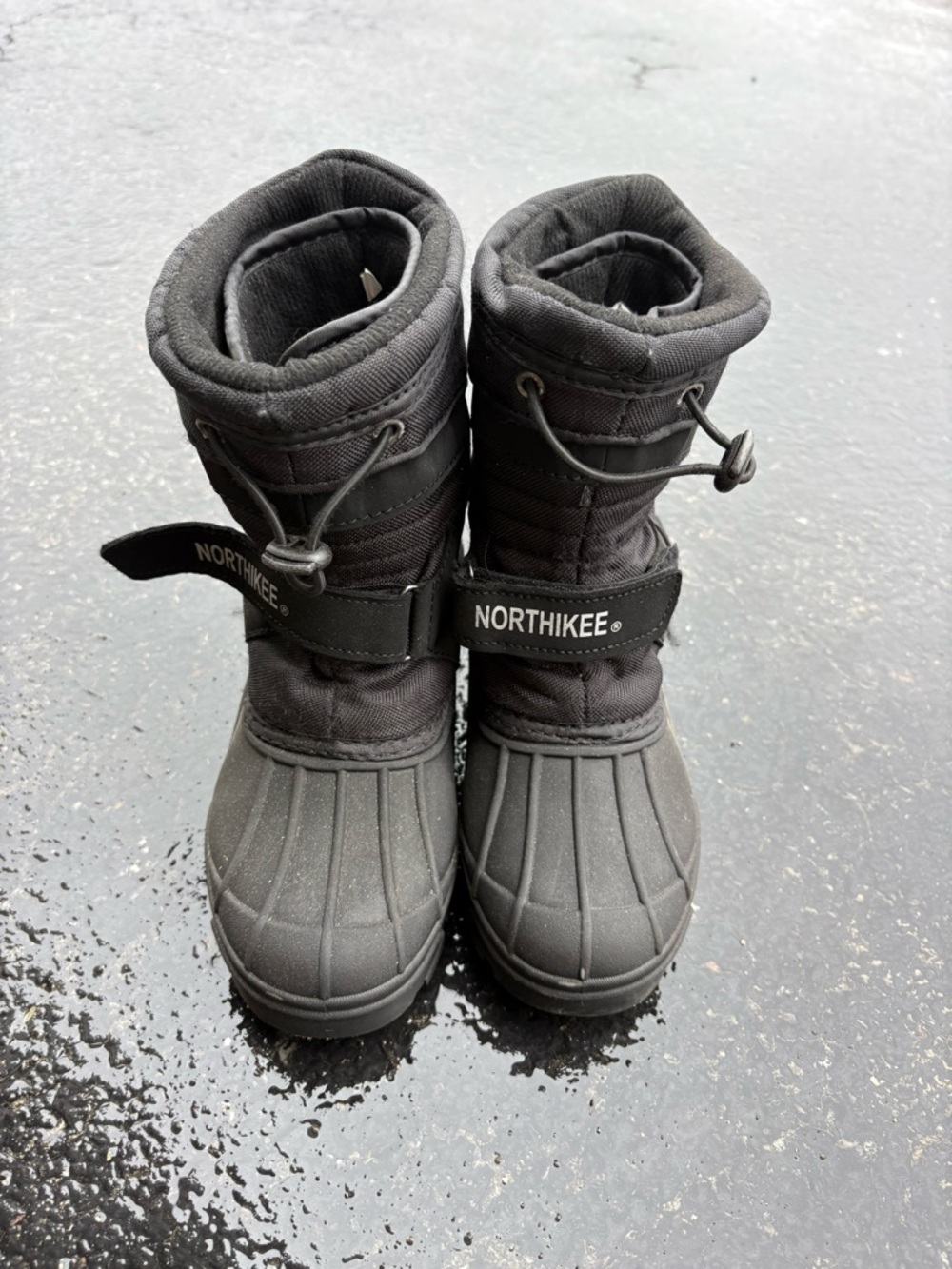 NORTHIKEE Black Winter Snow Boots